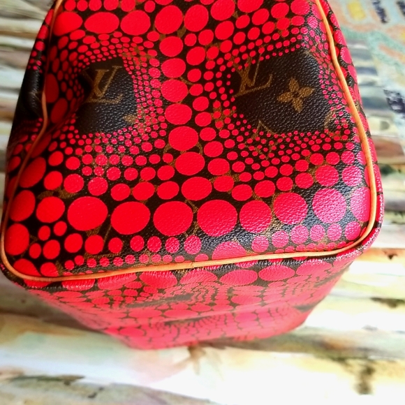 LOUIS VUITTON Speedy 30 Yayoi Kusama 2012 LTD ED Pumpkin Infinity Red Purs Bag - Picture 15 of 16